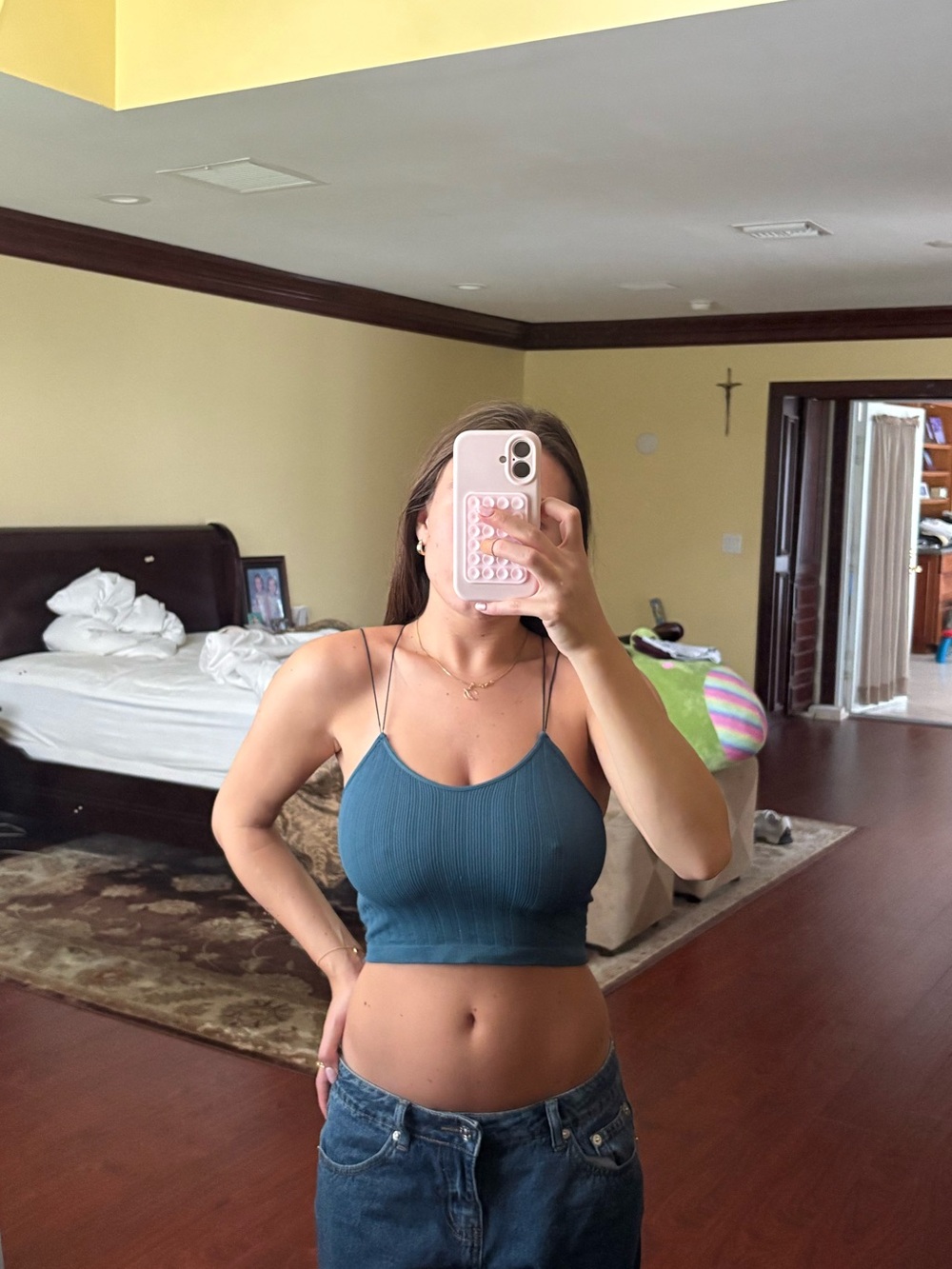 Full Tilt Teal Ribbed Lace Top